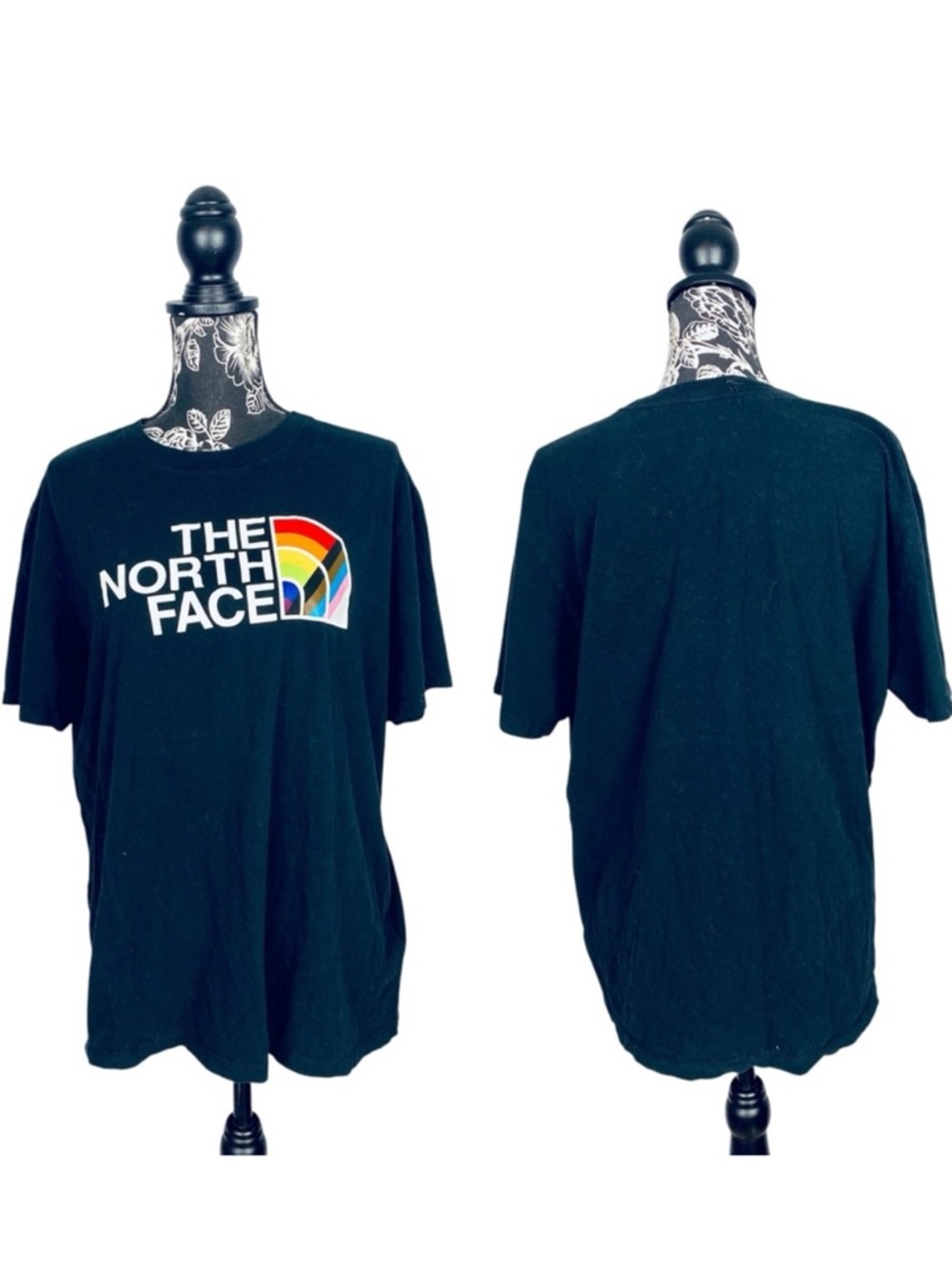 5 for $25 The North Face black rainbow TNF logo short sleeve T-shirt size large